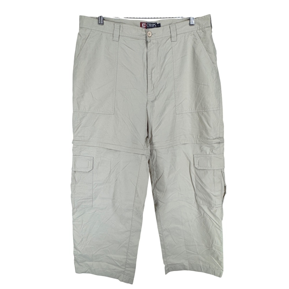 Ralph Lauren Mens Convertible Cargo Pants Zip Shorts Khaki 36x30 Paratrooper Vtg